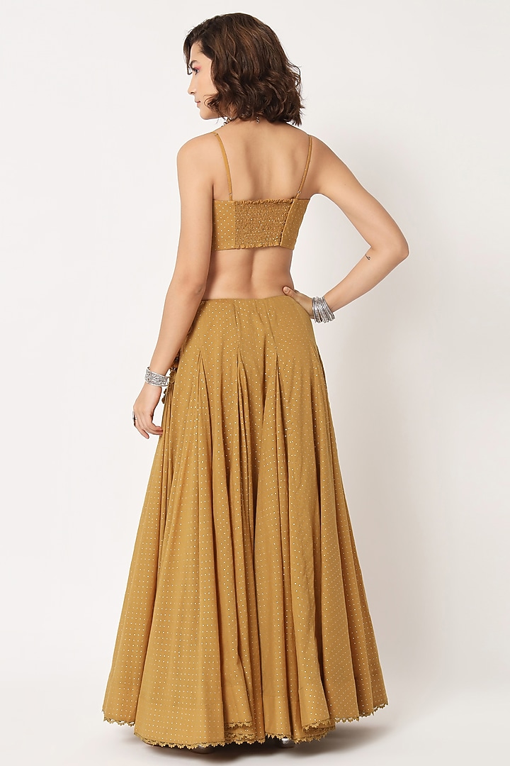 Mustard Cotton Voile Block Printed Skirt Set by Rohini Dezines at Pernia's Pop Up Shop
