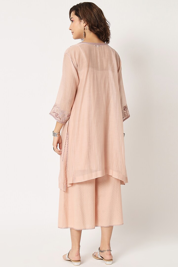 Blush Pink Silk Cotton Chanderi Beaded Tunic Set by Rohini Dezines at Pernia's Pop Up Shop