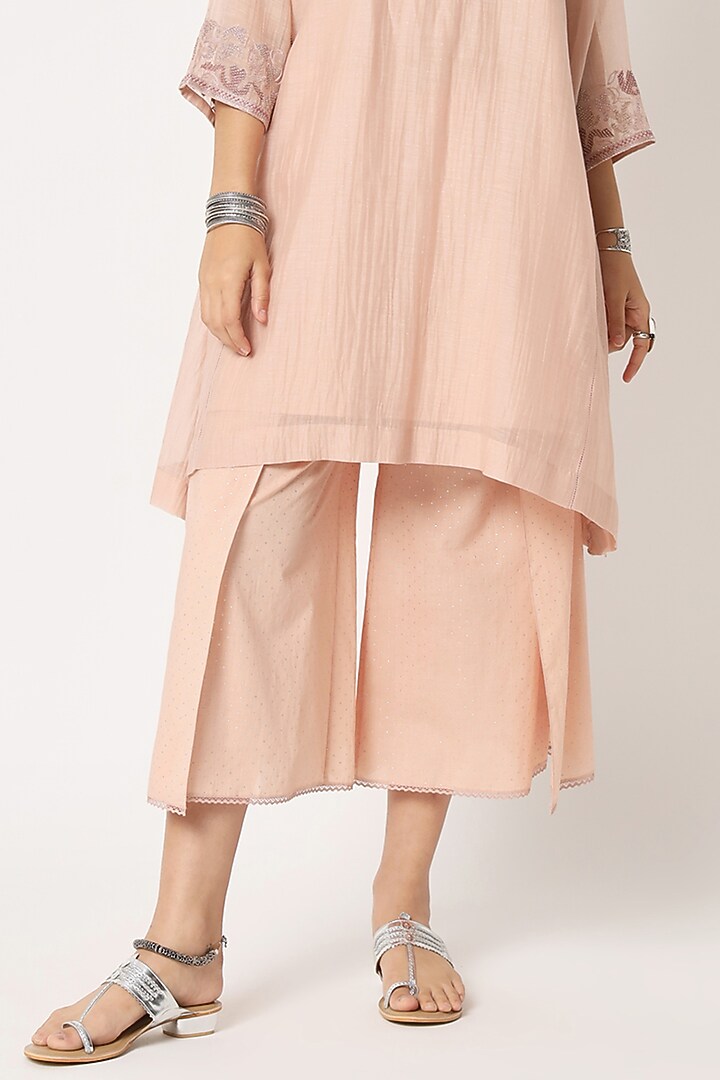 Blush Pink Silk Cotton Chanderi Beaded Tunic Set by Rohini Dezines at Pernia's Pop Up Shop