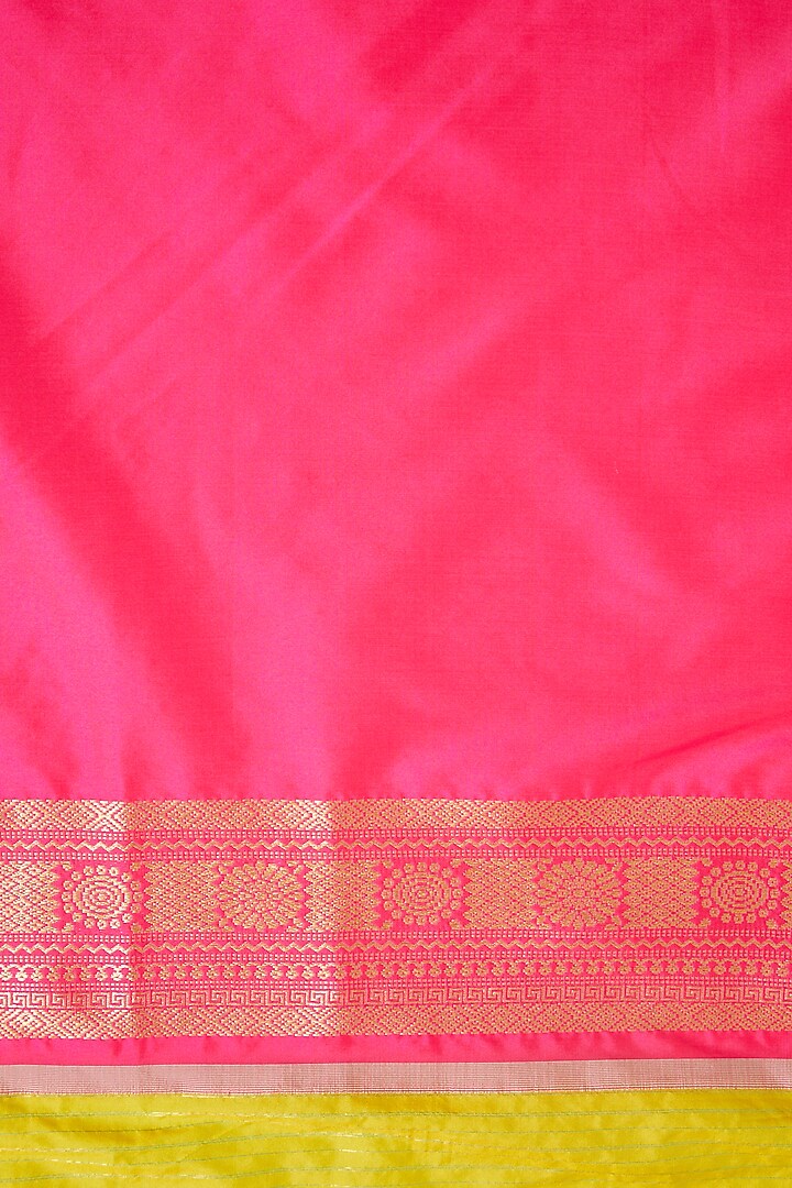 Lime Green Silk Party Wear Saree Set by Roliana weaves at Pernia's Pop Up Shop