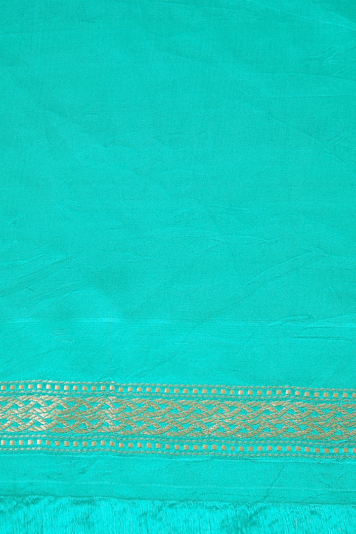Blue Gajji Silk Firozi Wedding Saree Set by Roliana weaves at Pernia's Pop Up Shop