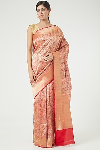 Red Silk Saree Set by Roliana weaves