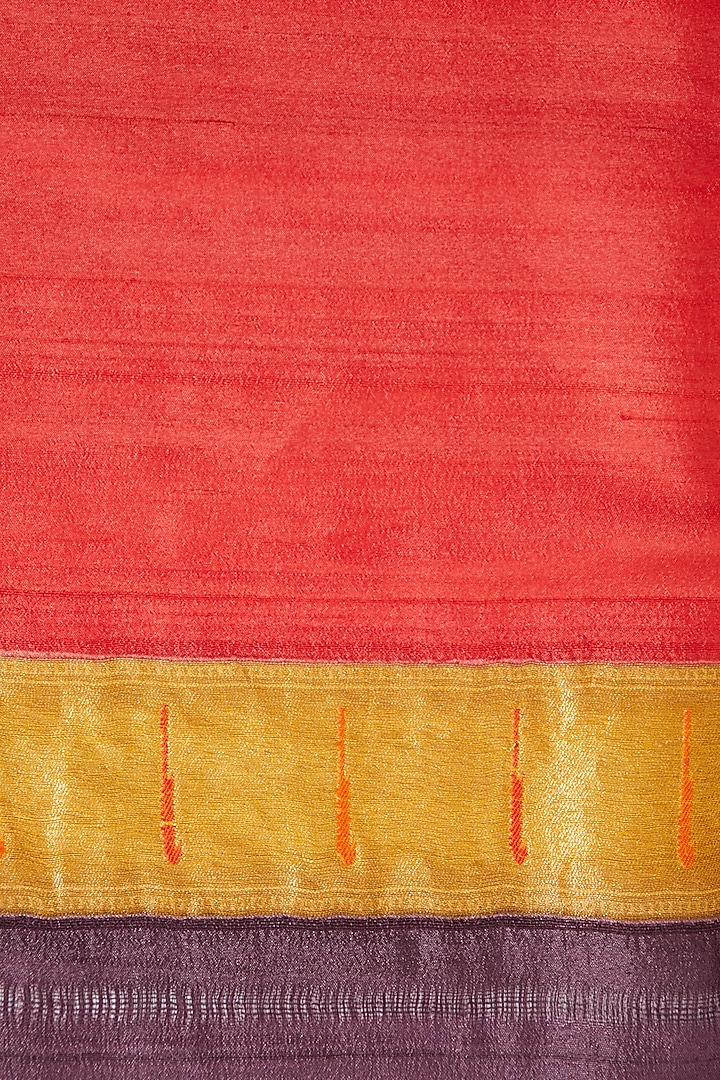 Plum Tussar Georgette Wedding Saree Set by Roliana weaves at Pernia's Pop Up Shop