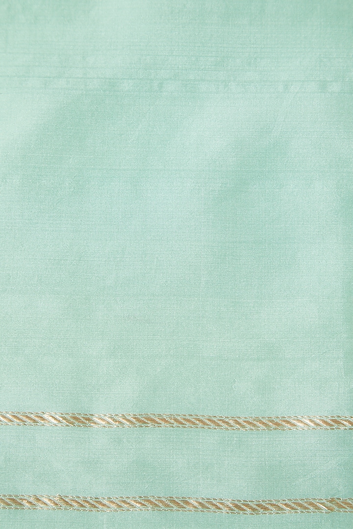 Aqua Blue Silk Wedding Saree Set by Roliana weaves at Pernia's Pop Up Shop