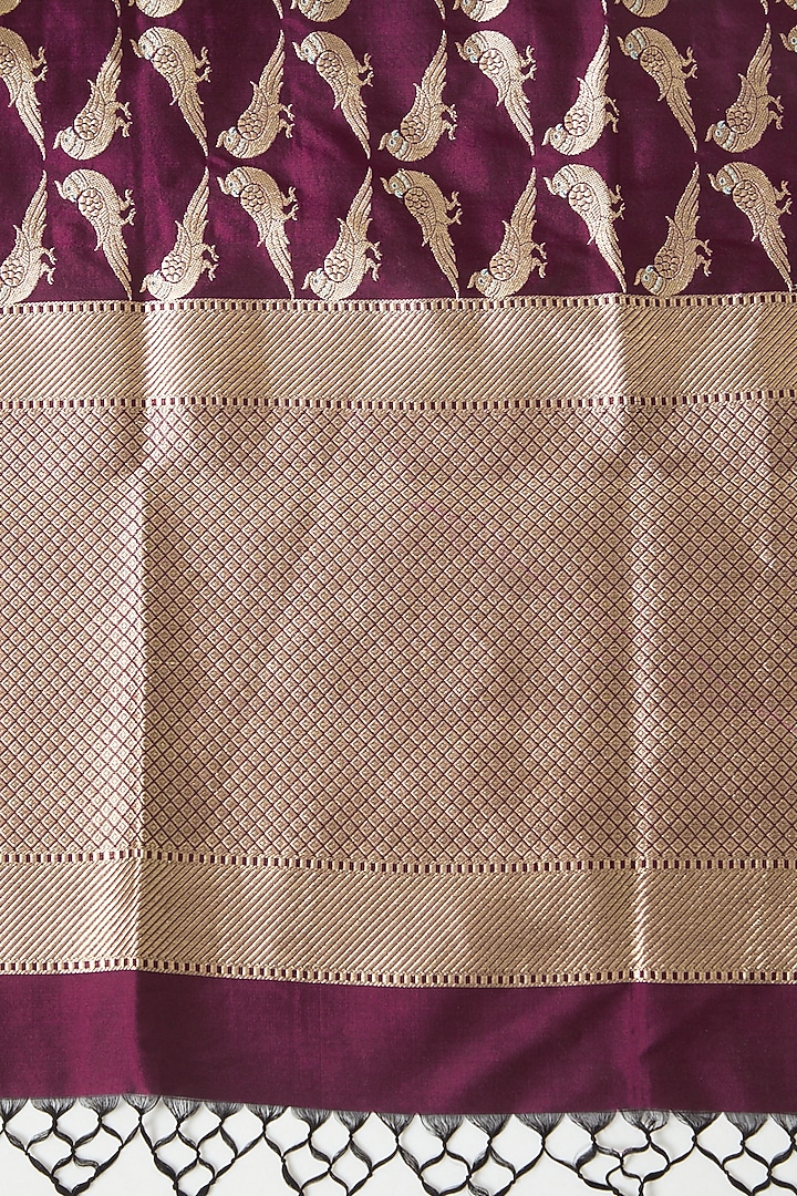 Plum Silk Dupatta by Roliana weaves at Pernia's Pop Up Shop