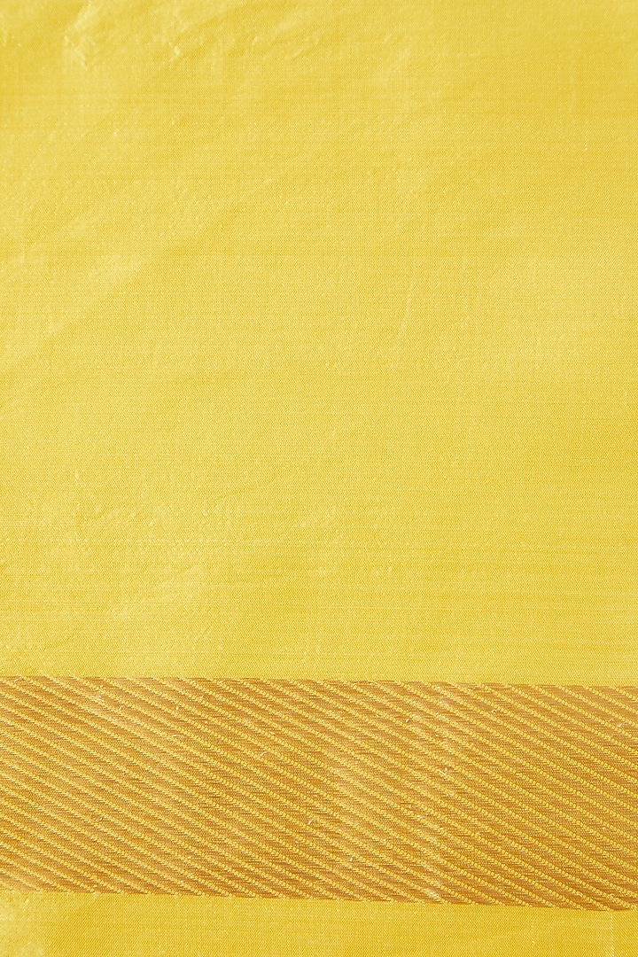 Basanti Yellow Gajji Silk Wedding Saree Set by Roliana weaves at Pernia's Pop Up Shop