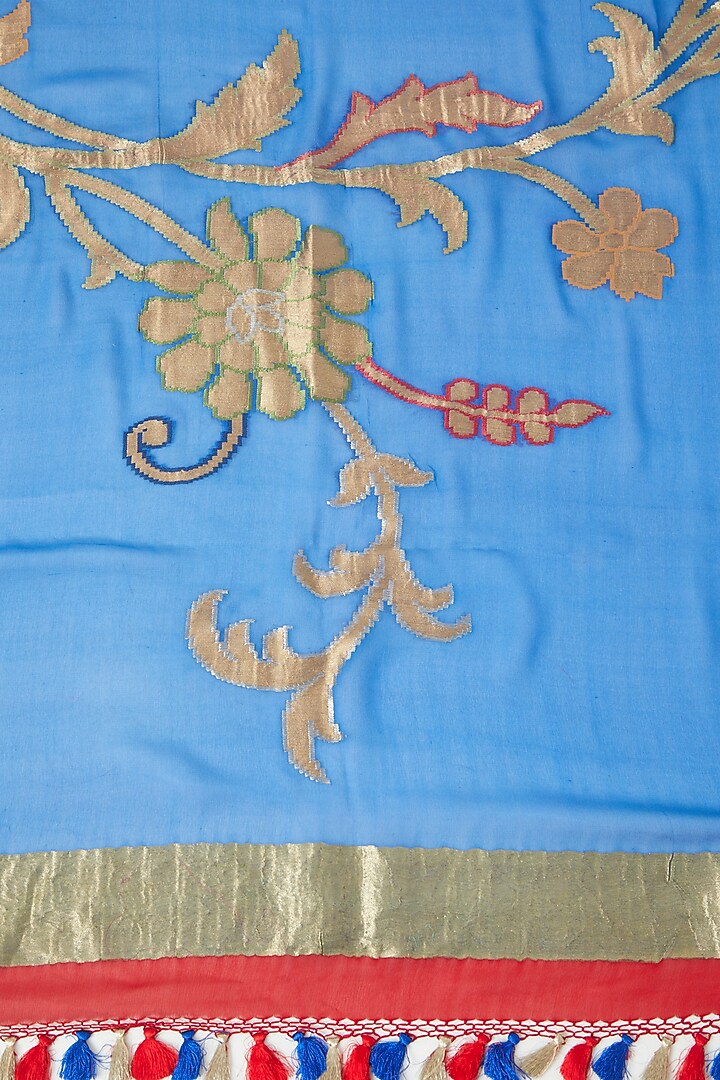 Indigo Georgette Dupatta by Roliana weaves at Pernia's Pop Up Shop