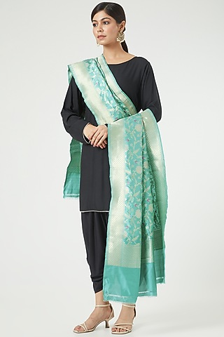 Sky Blue Silk Dupatta by Roliana weaves