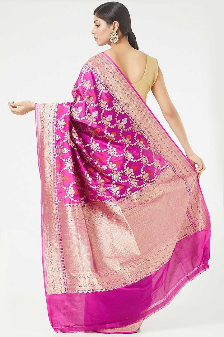 Pink Silk Wedding Saree Set by Roliana weaves at Pernia's Pop Up Shop