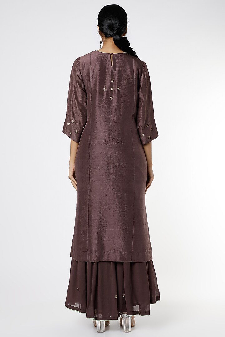 Wine Georgette Sharara Set by Romaa at Pernia's Pop Up Shop