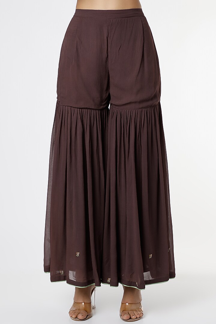 Wine Georgette Sharara Set by Romaa at Pernia's Pop Up Shop