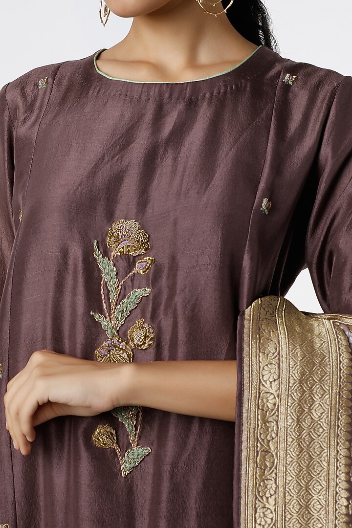 Wine Georgette Sharara Set by Romaa at Pernia's Pop Up Shop