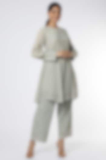 Light Grey Chiffon Palazzo Pant Set by Romaa at Pernia's Pop Up Shop