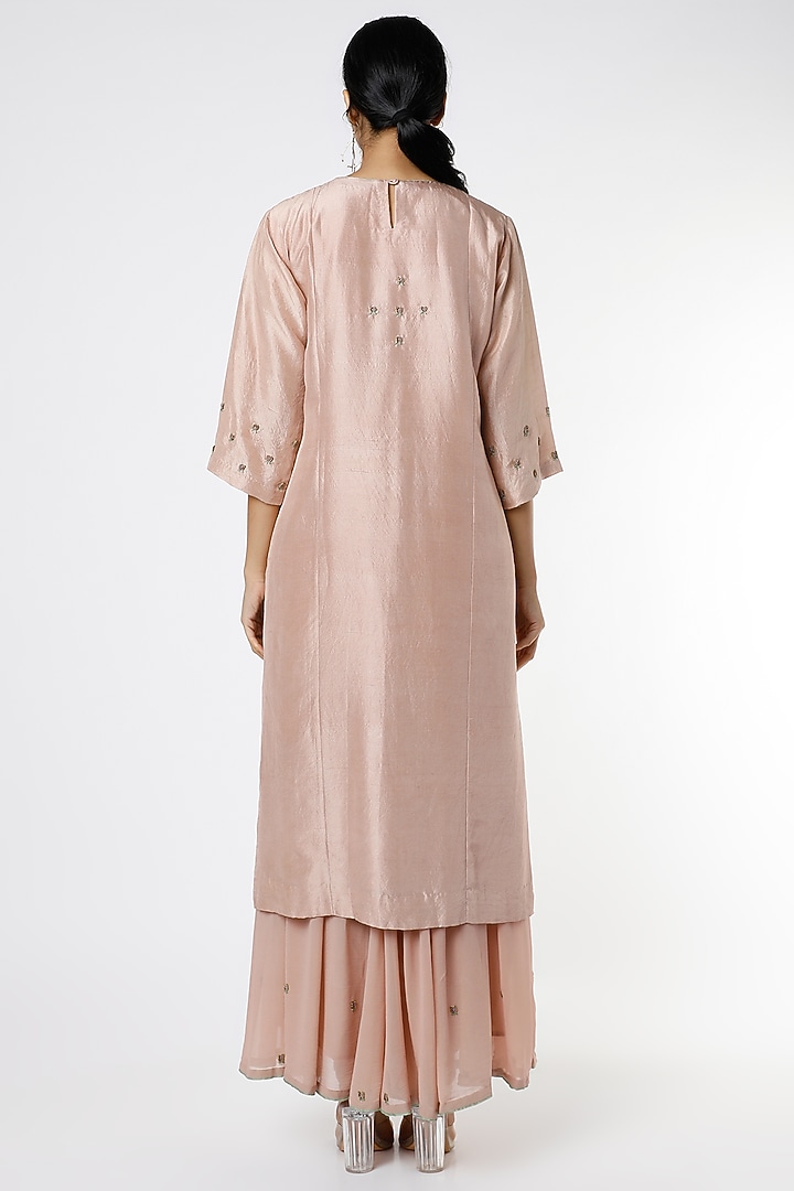 Dusty Pink Georgette Sharara Set by Romaa at Pernia's Pop Up Shop
