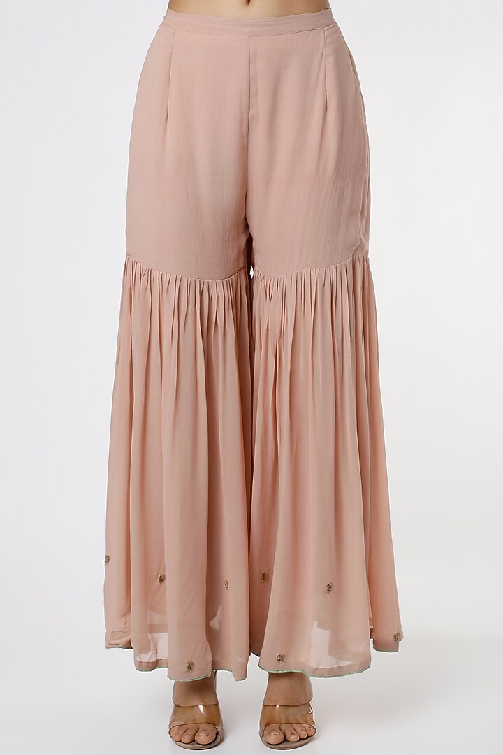 Dusty Pink Georgette Sharara Set by Romaa at Pernia's Pop Up Shop
