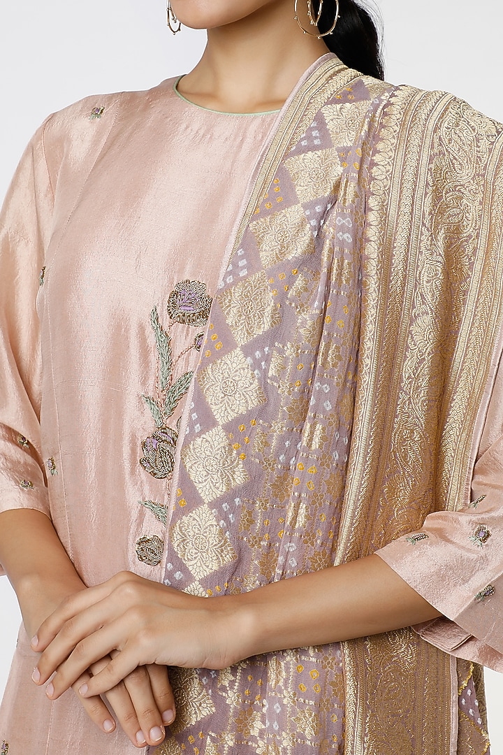 Dusty Pink Georgette Sharara Set by Romaa at Pernia's Pop Up Shop