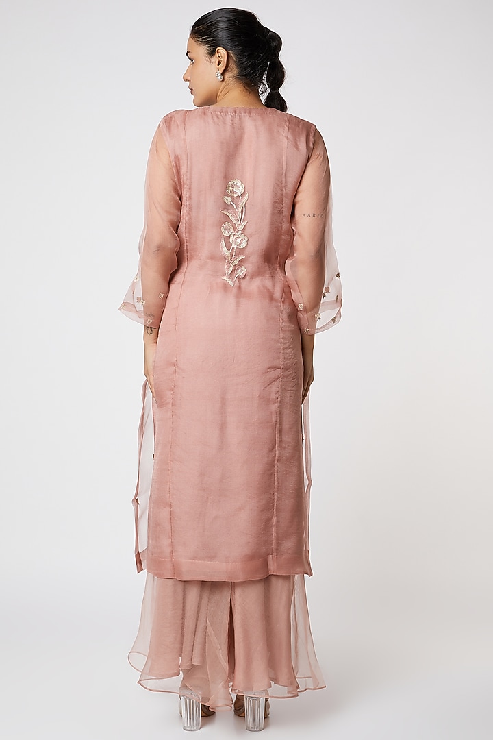 Pink Embroidered Party Wear Sharara Set by Romaa at Pernia's Pop Up Shop