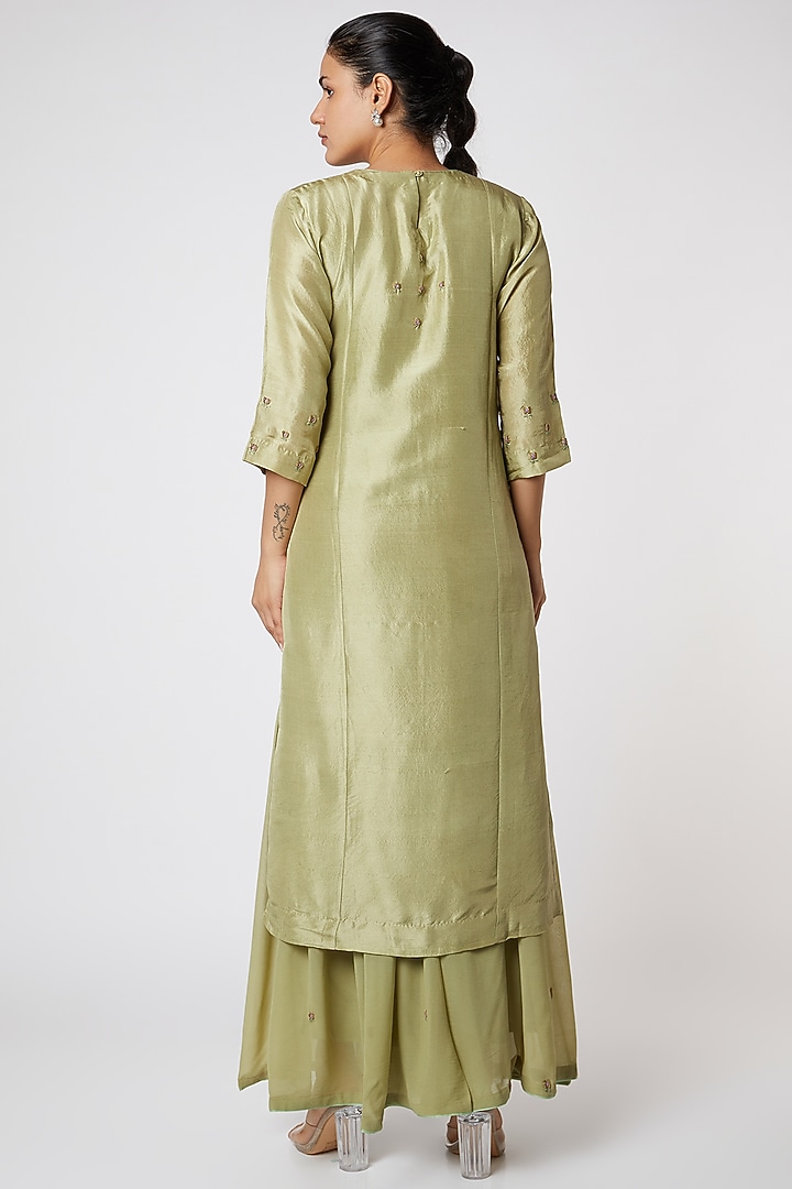 Green Zardosi Embroidered Wedding Sharara Set by Romaa at Pernia's Pop Up Shop