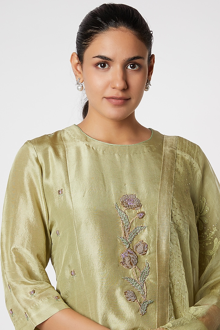 Green Zardosi Embroidered Wedding Sharara Set by Romaa at Pernia's Pop Up Shop