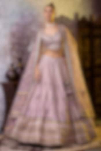 Lavender Silk Gota & Badla Embroidered Wedding Lehenga Set by RAJ ARORA ROOP VATIKA at Pernia's Pop Up Shop