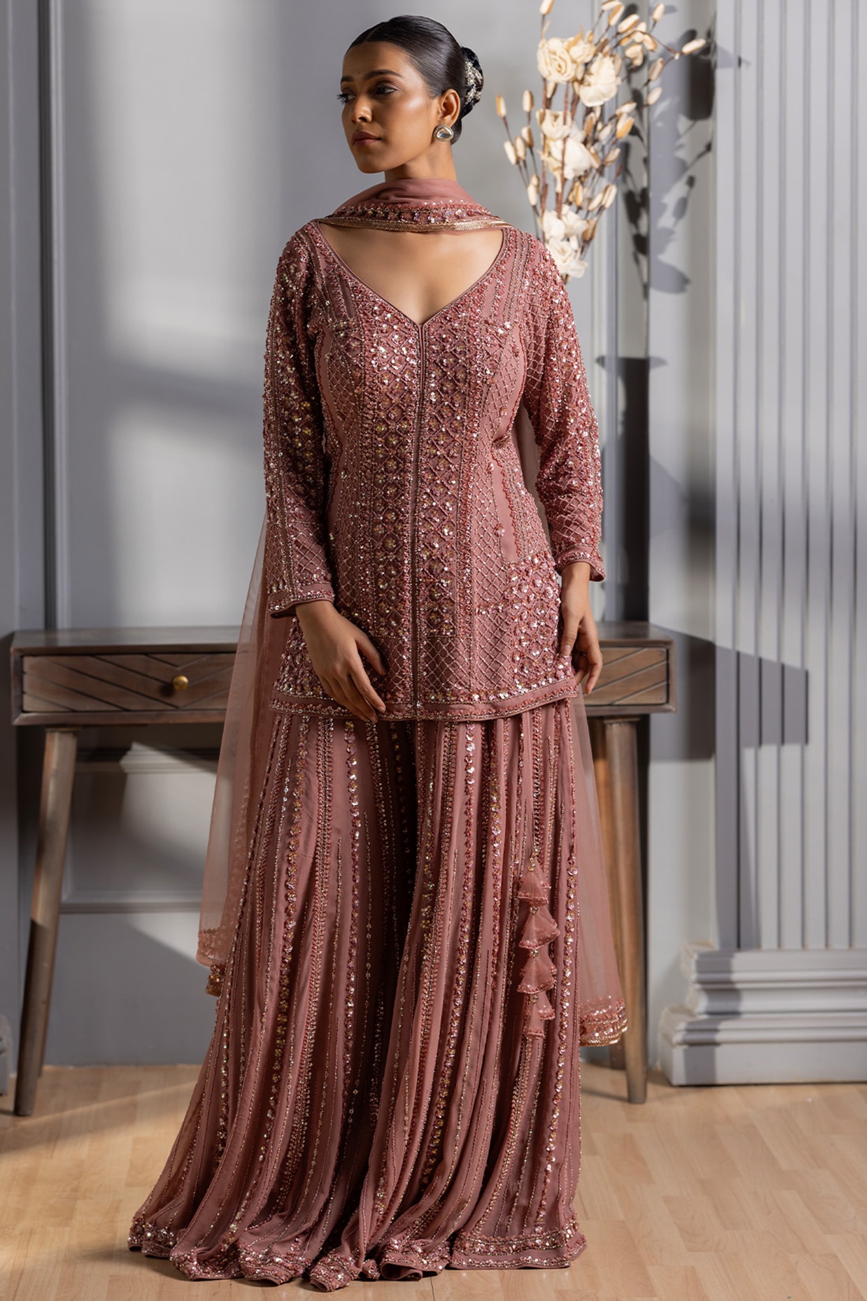 Pink sharara dress hotsell