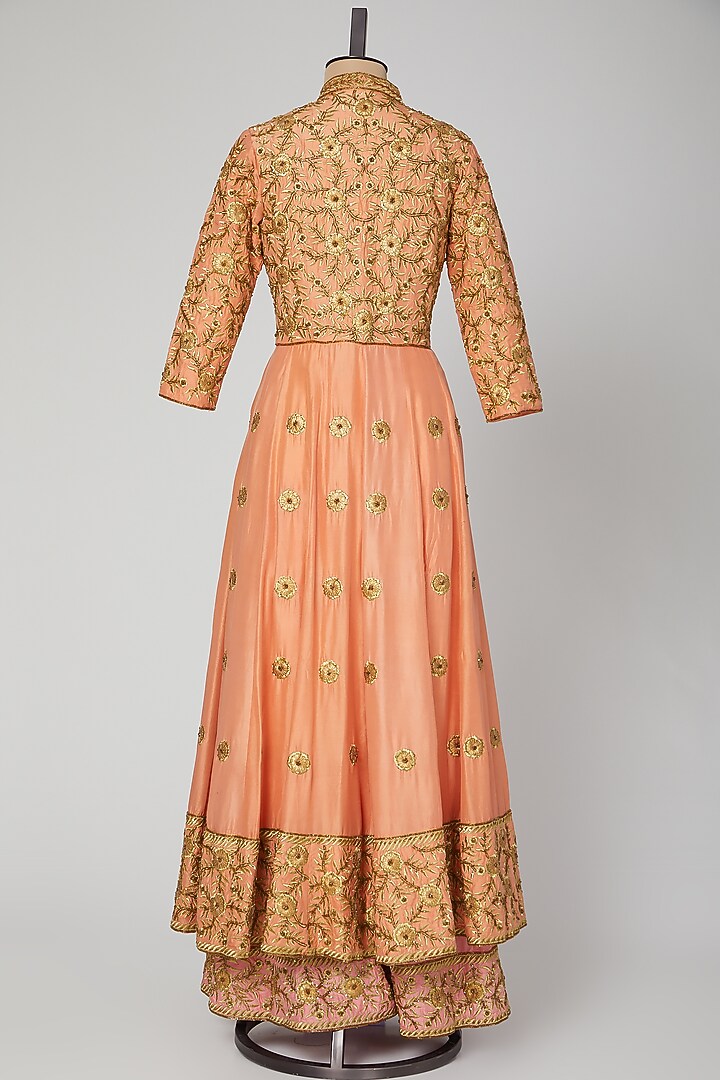 Coral Embroidered Jacket With Wedding Lehenga by Roora by Ritam at Pernia's Pop Up Shop