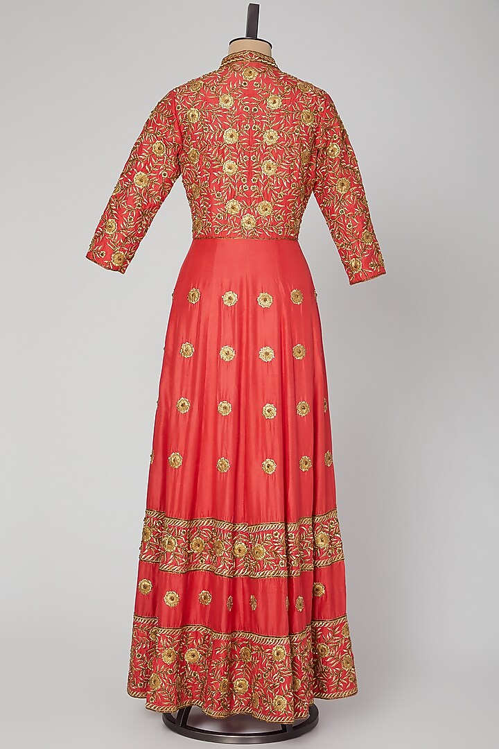 Red Embroidered Jacket With Wedding Lehenga by Roora by Ritam at Pernia's Pop Up Shop