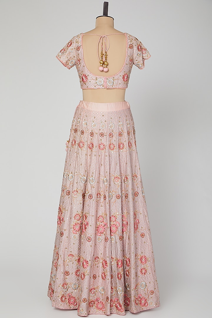 Blush Pink Embroidered Wedding Lehenga Set by Roora by Ritam at Pernia's Pop Up Shop