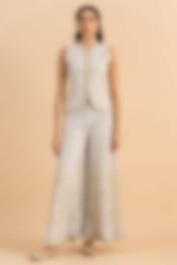 Powder Blue Soft Net Handwork Co-Ord Set by RoohbyRidhimaa at Pernia's Pop Up Shop