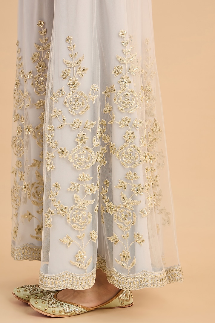 Powder Blue Soft Net Handwork Co-Ord Set by RoohbyRidhimaa at Pernia's Pop Up Shop
