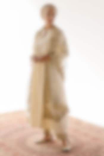 Ivory Viscose Raw Silk Embroidered Kurta Set by RoohbyRidhimaa at Pernia's Pop Up Shop