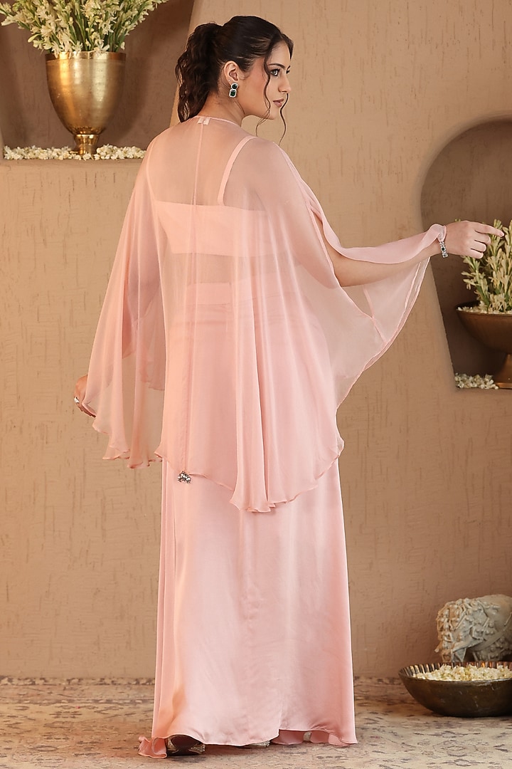 Blush Pink Silk Satin Dhoti Skirt Set by RoohbyRidhimaa at Pernia's Pop Up Shop