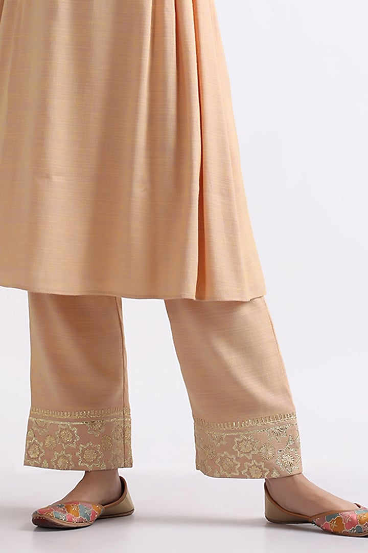 Gold Luxurious Cotton & Pure Cotton Voile Gota Embroidered Kurta Set by RoohbyRidhimaa at Pernia's Pop Up Shop