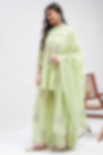 Pastel Green Chanderi Gharara Set by RoohbyRidhimaa at Pernia's Pop Up Shop