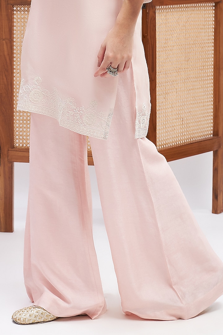 Pastel Pink Organza Aari Embroidered Co-Ord Set by RoohbyRidhimaa at Pernia's Pop Up Shop
