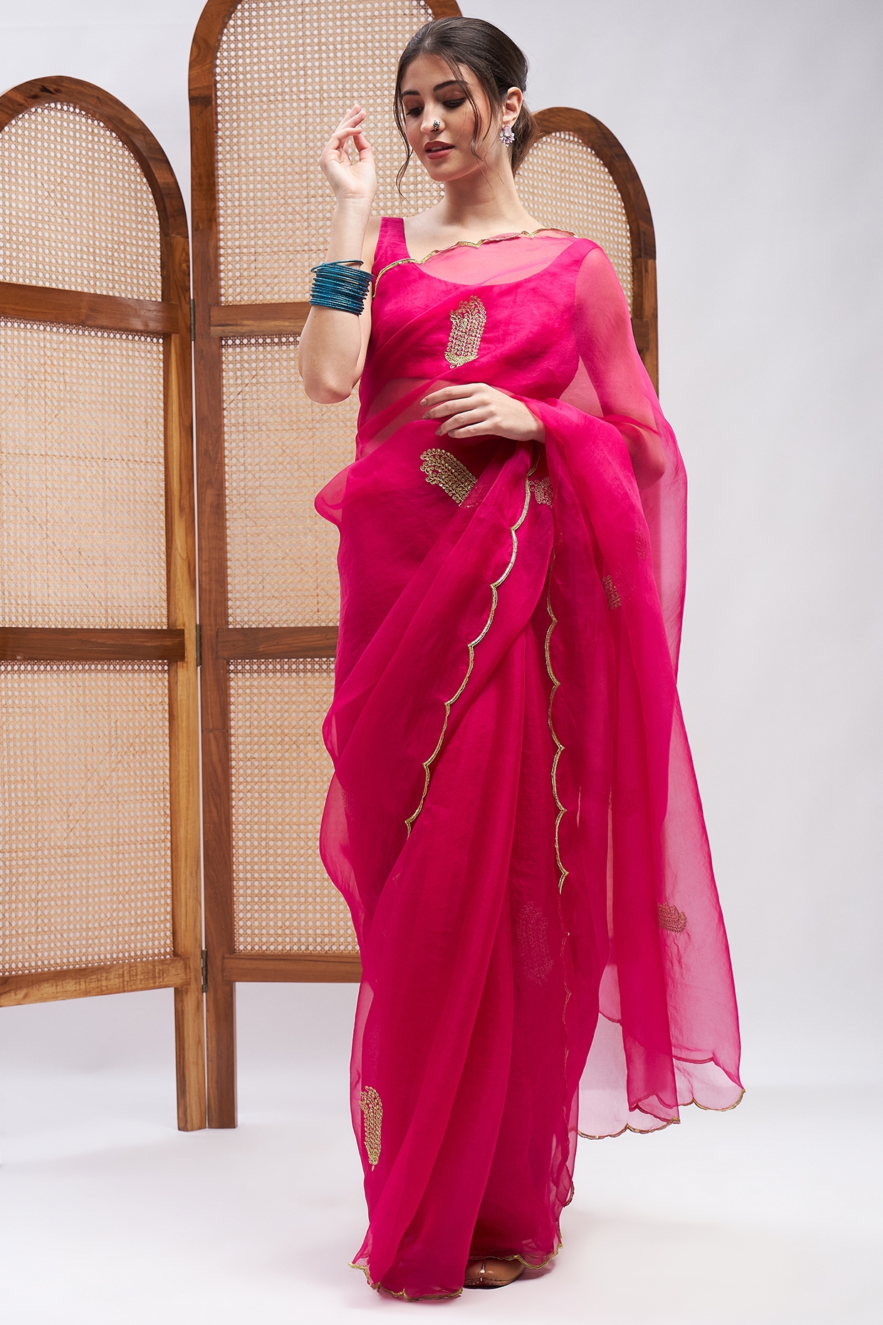 Rani pink hot sale wedding saree