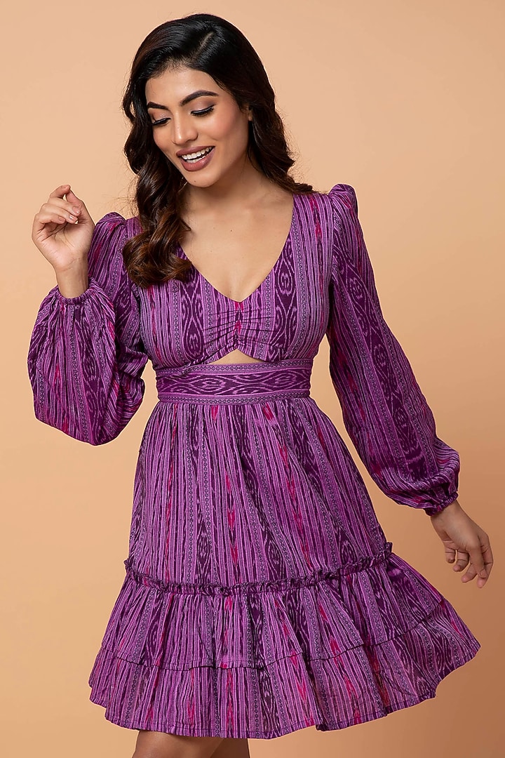 Lavender Cotton Ikat Summer Dress by ROSA by Priyanka kar at Pernia's Pop Up Shop