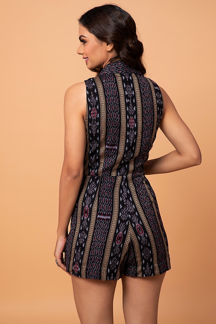Black Cotton Ikat Summer Dress by ROSA by Priyanka kar at Pernia's Pop Up Shop