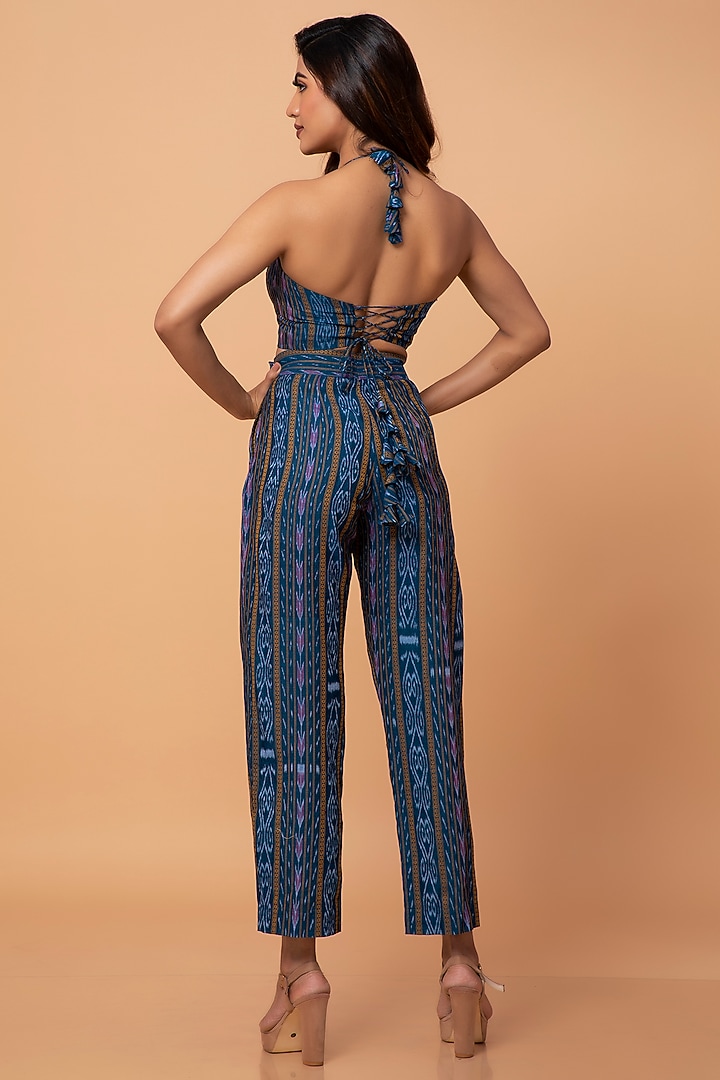 Green Cotton Ikat Pant Set by ROSA by Priyanka kar at Pernia's Pop Up Shop