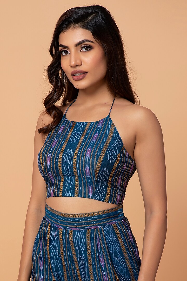 Green Cotton Ikat Pant Set by ROSA by Priyanka kar at Pernia's Pop Up Shop