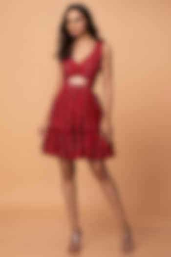 Red Cotton Ikat Dress by ROSA by Priyanka kar