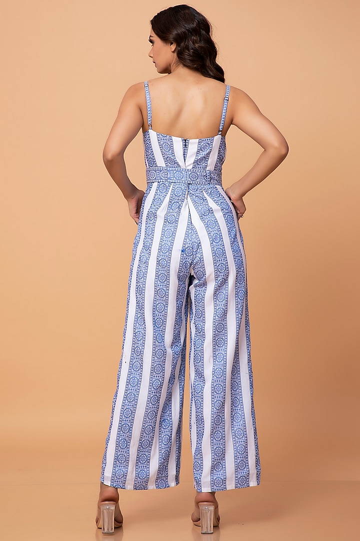 Blue Cotton Ikat Jumpsuit by ROSA by Priyanka kar at Pernia's Pop Up Shop