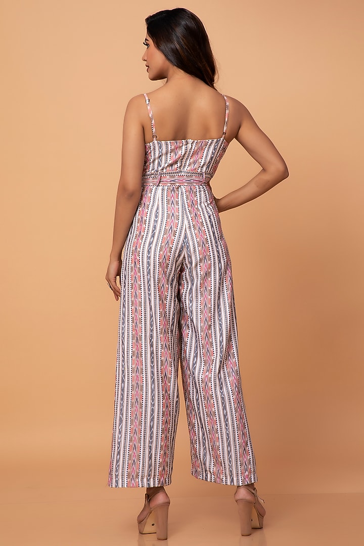 Peach Cotton Ikat Jumpsuit by ROSA by Priyanka kar at Pernia's Pop Up Shop