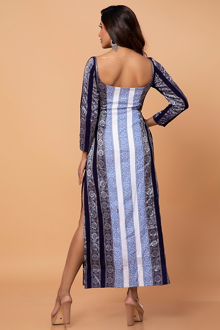 Black & Blue Cotton Ikat Summer Dress by ROSA by Priyanka kar at Pernia's Pop Up Shop