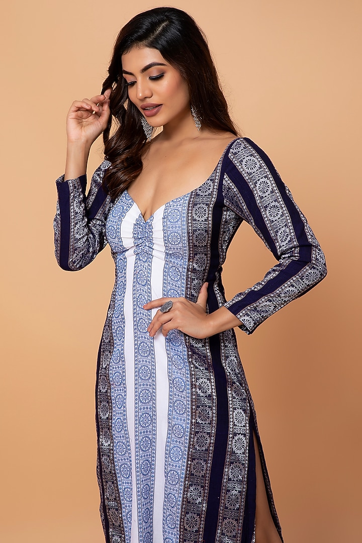 Black & Blue Cotton Ikat Summer Dress by ROSA by Priyanka kar at Pernia's Pop Up Shop