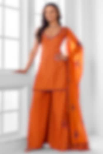 Orange 2way Fabric Abstract Printed Party Wear Sharara Set by ROSA by Priyanka kar at Pernia's Pop Up Shop