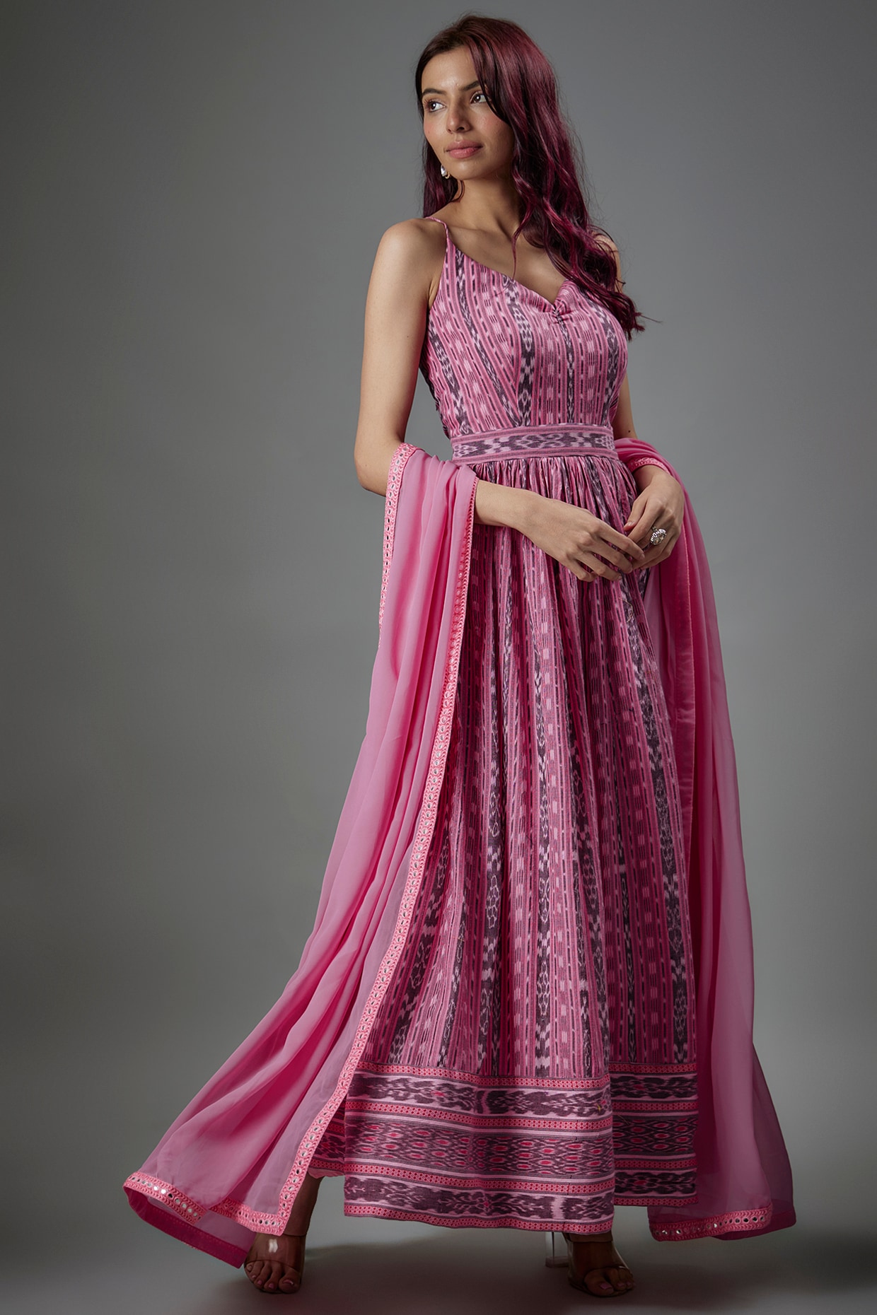 Prachi Desai Peach Light Pink Color Dola Silk Designer Anarkali Salwar Suit  - Vasu Sarees - 3563527