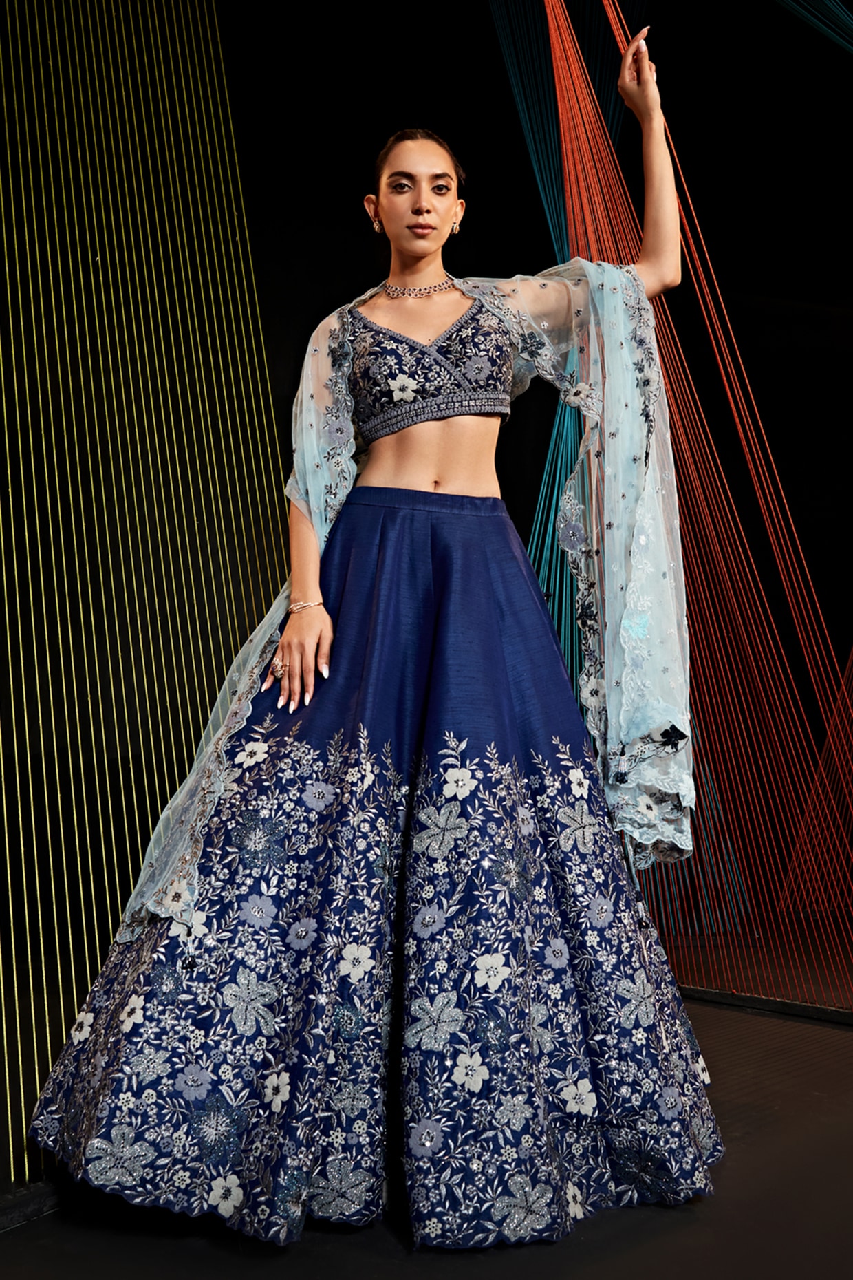 Embroidered Blue and Silver Lehenga Choli at Best Price in Jaipur |  Shringar Shop