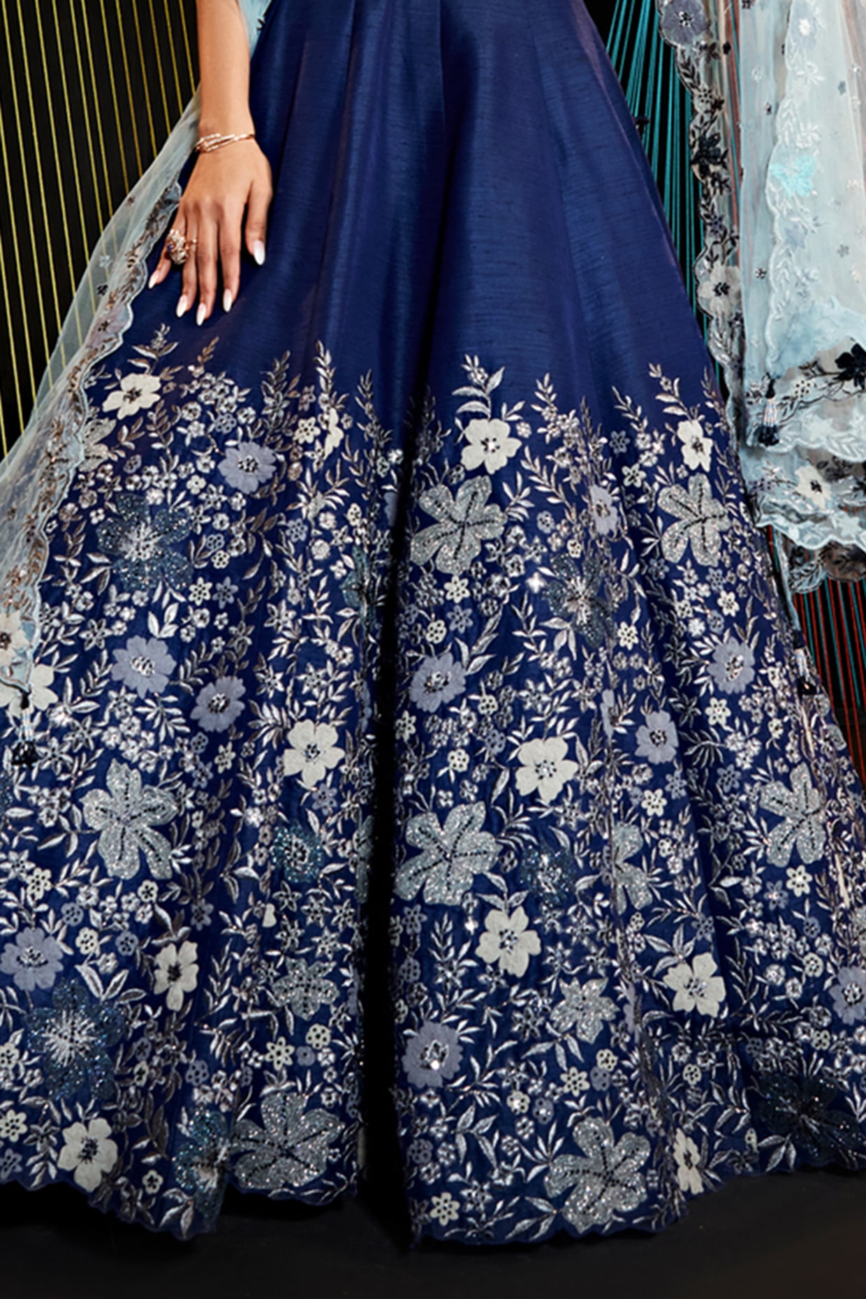 RE - Blue Colored Faux Georgette Sequence Work Lehenga Choli - Featured  Product