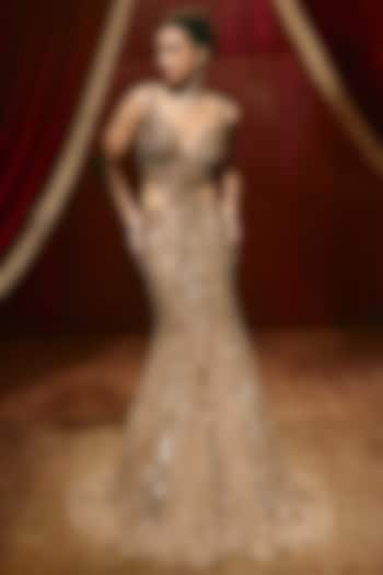 Rose Gold Net Embellished Bridal Gown by ROQA | Siddharth Khurana & Kartik Khurana at Pernia's Pop Up Shop